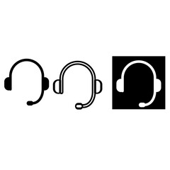 Headset and Customer Support Icons Set (Outline and Solid)