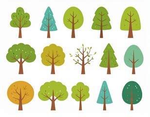 色々な木のイラストセット