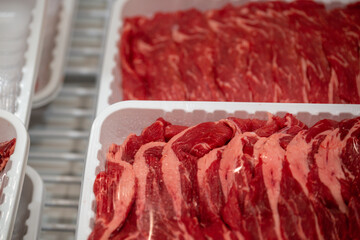 Display of Fresh Beef Slices