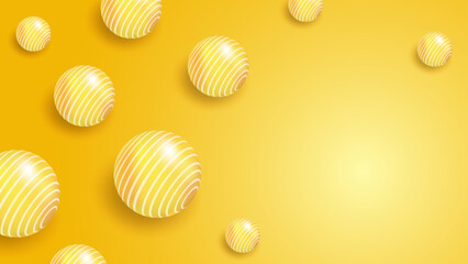 光沢感のある3D球体と黄色グラデーション背景
