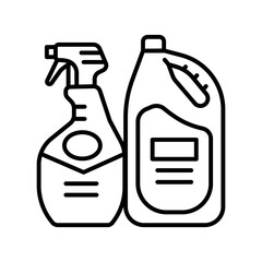 Cleaning products black line icon for digital and print projects.PFAS product