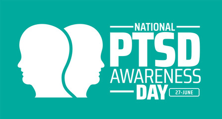 National PTSD Awareness Day background banner or poster design template. observed every year in June. Holiday concept. Use to any Template, card, poster, placard, template.