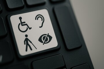 Accessibility Symbols on a Laptop Keyboard for Inclusivity and Diversity Representation