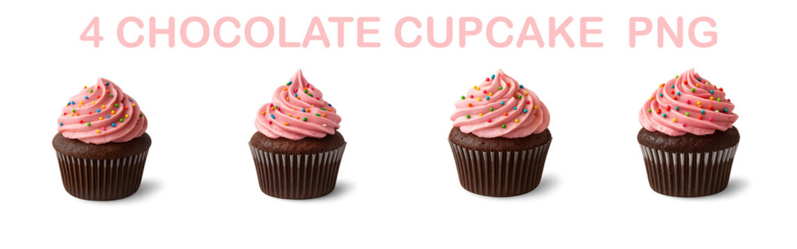 Isolated Chocolate Cupcake PNG – Delicious Dessert with Frosting on Transparent Background for Sweet Designs