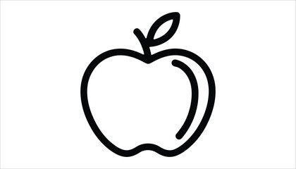 Apple Outline Vector Icon Line Drawing Fruit Clipart