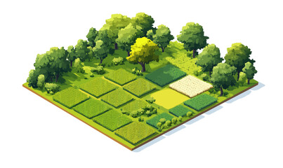 Digital illustration of a grassy area with trees