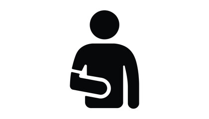 Injured Person Icon with Arm Sling Silhouette Vector Illustration

