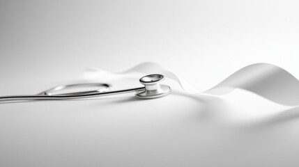 Medical stethoscope rests on a crisp white paper with elegant folds and soft light