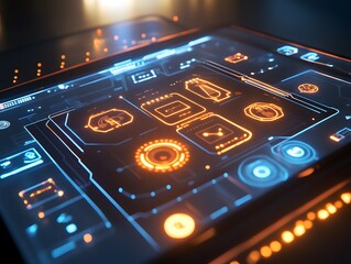 Fototapeta premium Futuristic Technology Interface Holographic Display with Advanced User Controls