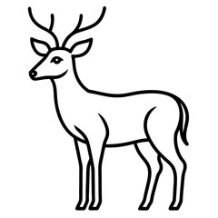Deer black and white line drawing simple on white background