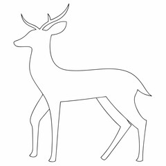 Deer black and white line drawing simple on white background