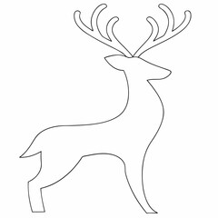 Deer black and white line drawing simple on white background
