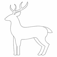 Deer black and white line drawing simple on white background