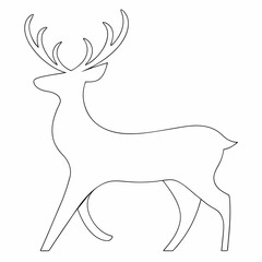 Deer black and white line drawing simple on white background