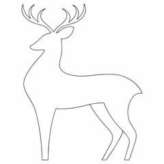 Deer black and white line drawing simple on white background