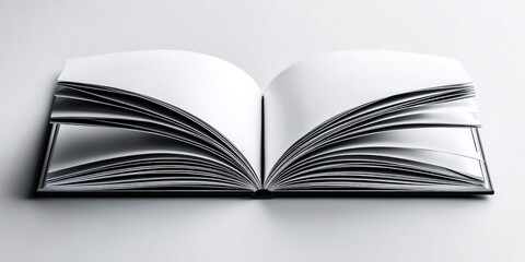 Open Book displaying Blank Pages on a Plain Background for Mockup