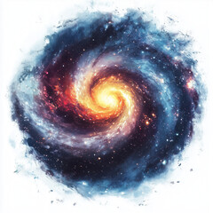 Illustration of Spiral Galaxy on White Background