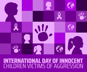 International Day of Innocent Children Victims of Aggression Geometric shape pattern  background banner or poster design template. observed every year in June. Holiday concept. Use to any Template.