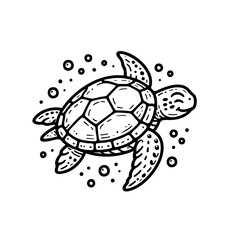 Sea Turtle: Elegant Black and White Ocean Wildlife Illustration