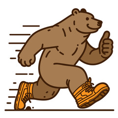 Running Bear Cartoon Illustration