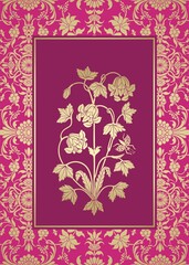 wedding card design, paisley floral pattern , India	