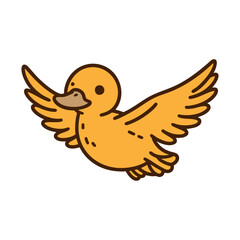 Adorable Yellow Duck in Flight: Cute Bird Illustration