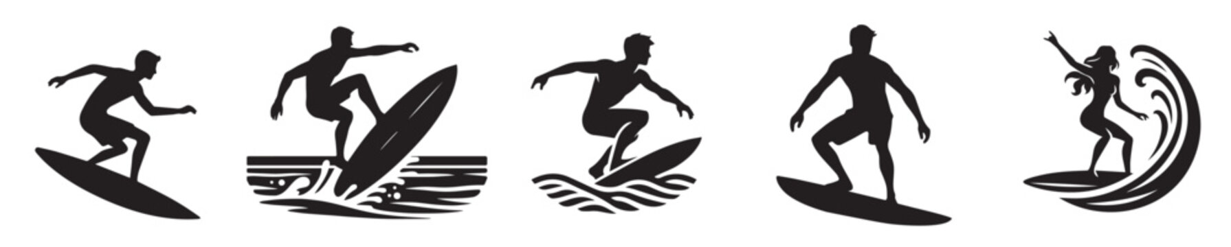 vector silhouette of a surfer