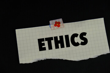 Ethics words ethics moral philosophy concept, business and management concept. grey background. 
