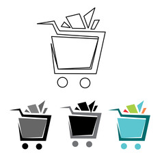 shopping troly icon, line icon, colored black, light black, light blue, this icon can be used for supermarket