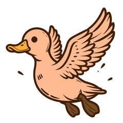 Adorable Flying Duck: A Cute Cartoon Illustration