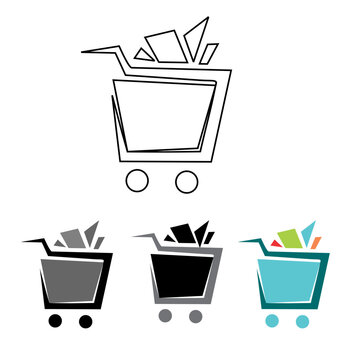 shopping troly icon, line icon, colored black, light black, light blue, this icon can be used for supermarket