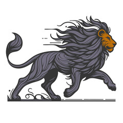 Majestic Lion in Motion: A Powerful Wildlife Vector Graphic