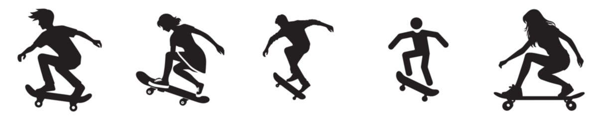 silhouette vector of a person playing skateboard