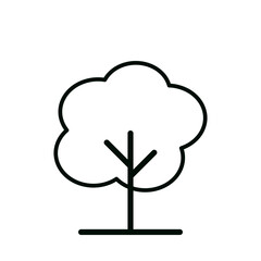 Outline tree symbol with stylized branches and smooth circular foliage design
