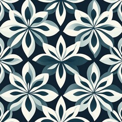 Fototapeta premium Seamless Navy and White Floral Pattern Design