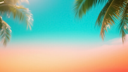 Tropical Paradise Vibrant Palm Trees Against a Sunset Sky