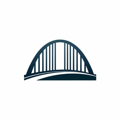 Modern Arched Bridge Vector Logo for Civil Engineering.
