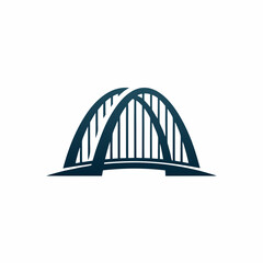 Modern Arched Bridge Vector Logo for Civil Engineering.