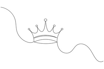 Crown continuous one line drawing and minimalist style isolate outline vector icon