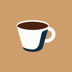 Hot coffee mug placed on soft wooden tray beside indoor plant with morning sunlight