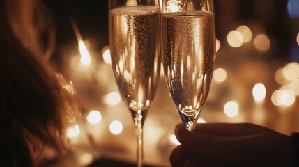 Romantic Candlelight Toast: Two Champagne Flutes
