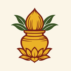 kalash puja or puja ghot for Durga puja festival. auspicious kalash in hindu culture and tradition vector Pro Vector