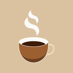 Warm cup of coffee on knitted surface in soft morning light with steam visible