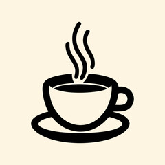 Hot coffee cup with rising steam placed on cozy woolen fabric near window