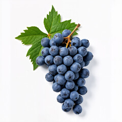Fototapeta premium A vibrant bunch of fresh purple grapes with a leafy touch—sweet, juicy, and packed with natural goodness.