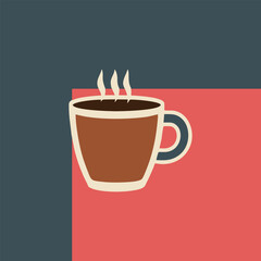 Aromatic hot coffee in cup with steam, set against a cozy morning interior scene