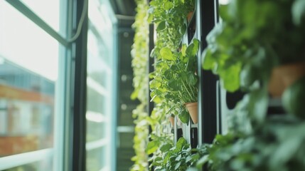 Indoor Vertical Herb Garden Thriving Near Window