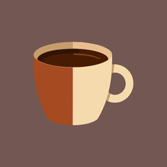 Warm beverage in ceramic coffee mug with visible steam on a wooden table background