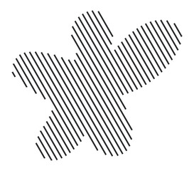 Abstract shape with a diagonal stripe pattern