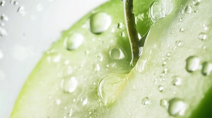 Close-up of Dew-Kissed Green Apple Slice